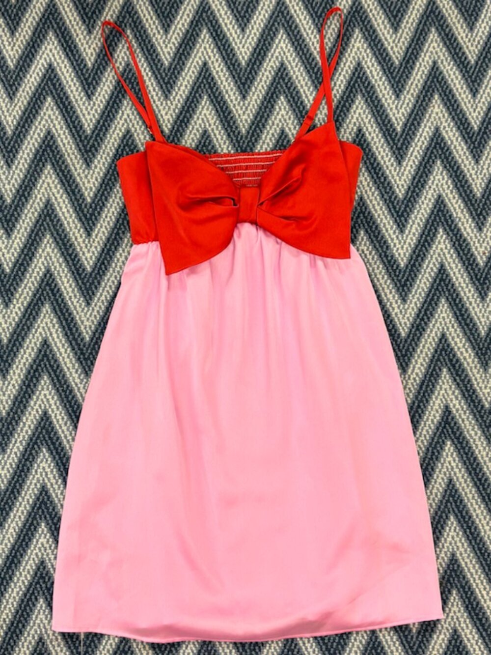 Show Me Your Mumu Pink & Red Bow Mini Dress Small